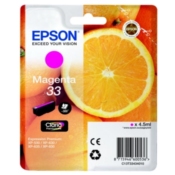Bilde: Epson Epson 33 Blekkpatron magenta, 300 sider T3343 Tilsvarer: N/A