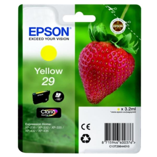 Bilde: Epson Epson 29 Blekkpatron gul, 180 sider T2984 Tilsvarer: N/A