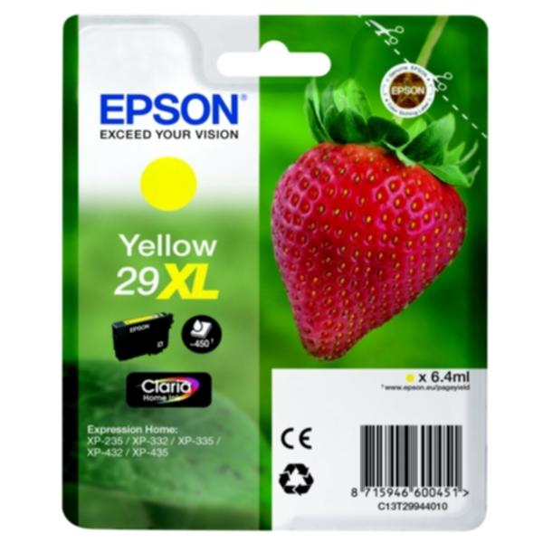 Bilde: Epson Epson 29XL Blekkpatron gul, 450 sider T2994 Tilsvarer: N/A