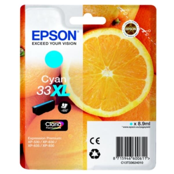 Bilde: Epson Epson 33XL Blekkpatron cyan, 650 sider T3362 Tilsvarer: N/A