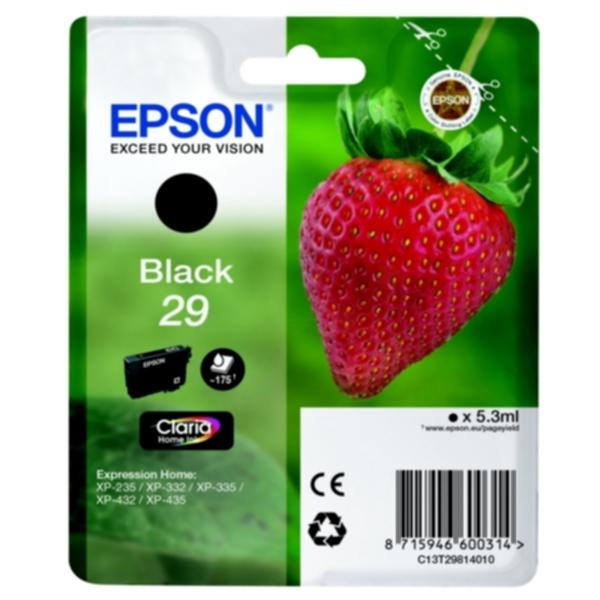 Bilde: Epson Epson 29 Blekkpatron svart, 175 sider T2981 Tilsvarer: N/A