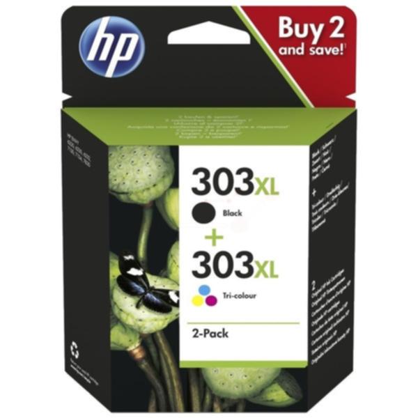 Bilde: HP HP 303 XL 3-farger & svart Blekkpatron 2-pack 3YN10AE Tilsvarer: N/A